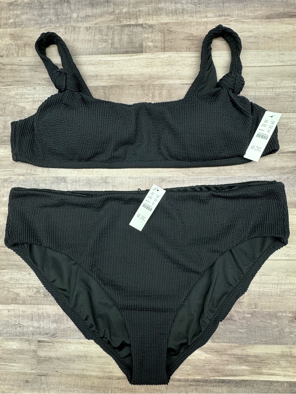 J. Crew Textured Scrunchie Knotted Bikini Top & High Rise Bottom Size 3X